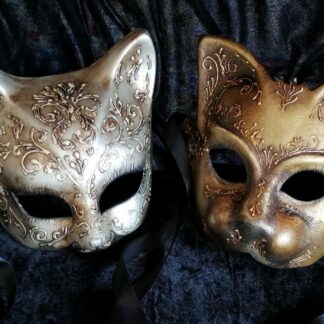 Cat Metallic Plain Mask - Gold Individual